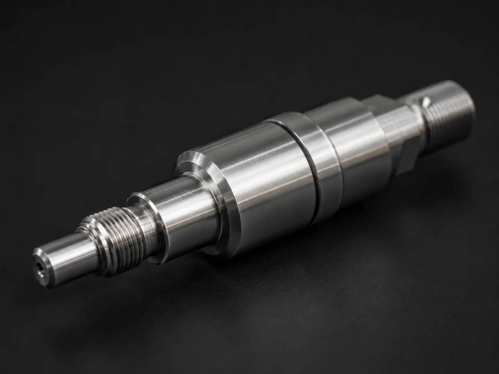 Precision stainless steel stepped shaft with threaded ends and clean lathe shoulders